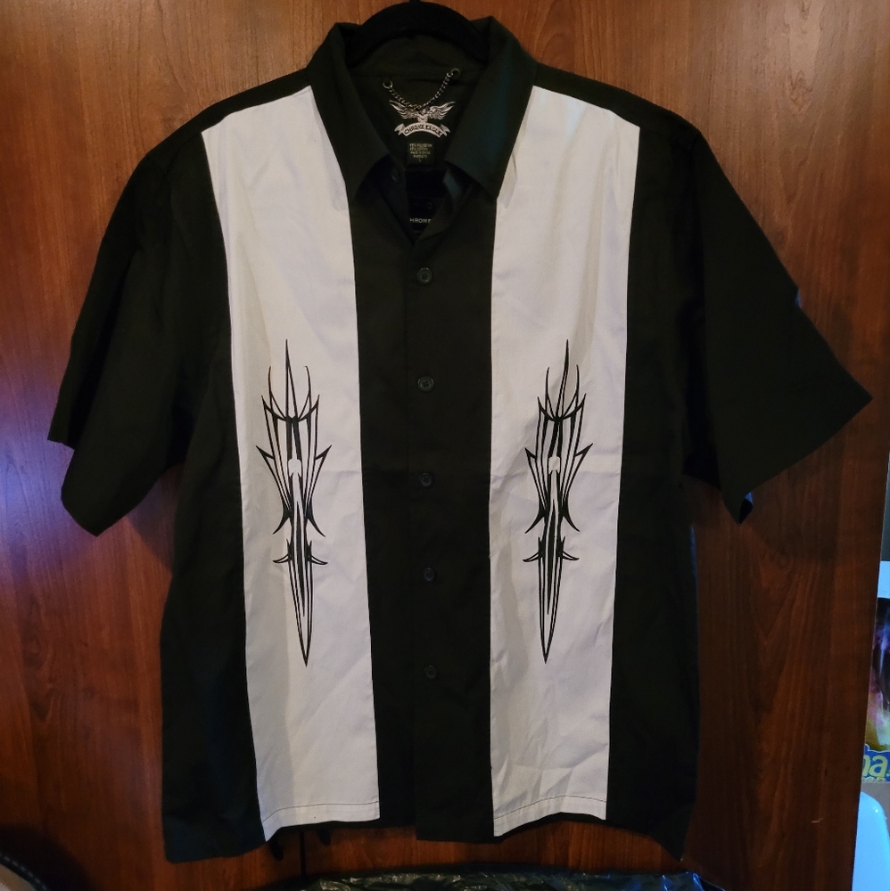 Chromed EAGLE PINSTRIPE, EMBROIDER SHORT SLEEVE SHIRT